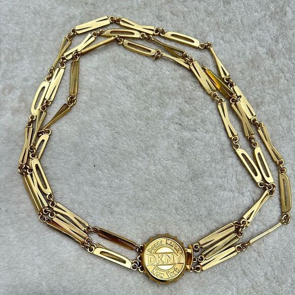 Dkny Jewelry - Vintage DKNY 80’s RARE Bottle Cap Layered Necklace Gold Tone